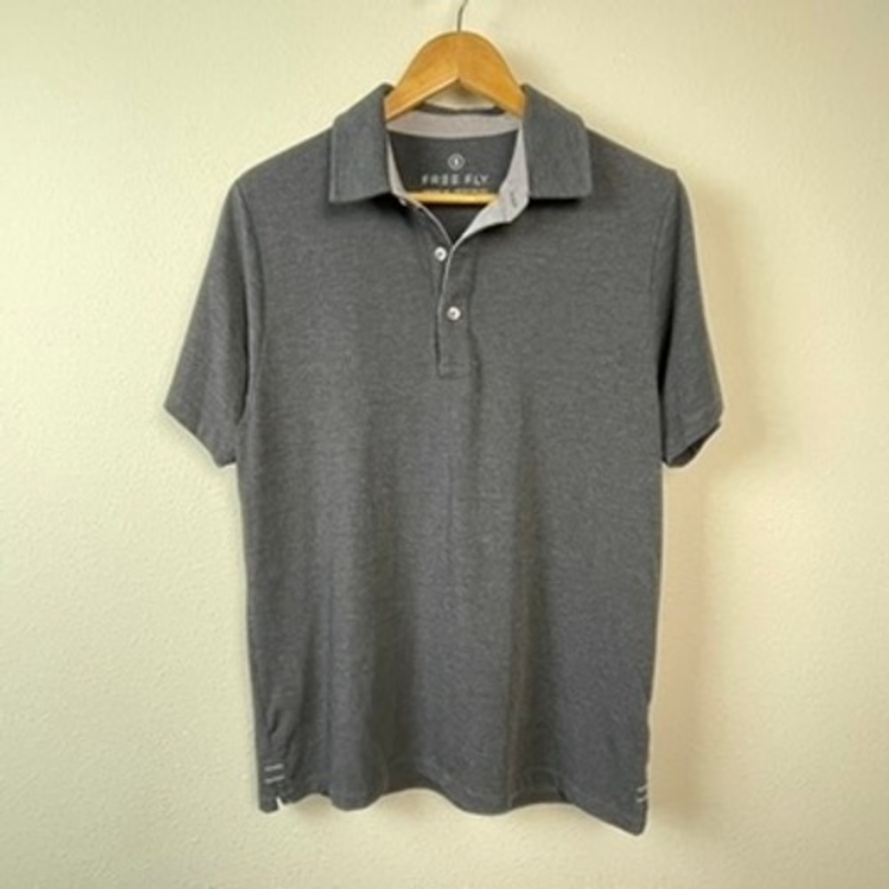 Free Fly Bamboo Performance Polo Mens‎ S Gray Short Sleeve Preppy Activewear